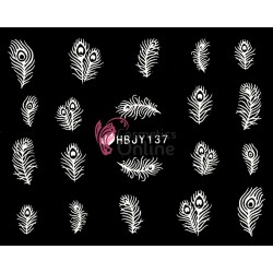 Stickere 3D pentru unghii cod HBJY137 - Pene Albe